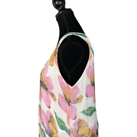 Elena Baldi Silk Floral Tunic Blouse Size Medium - Picture 7 of 9